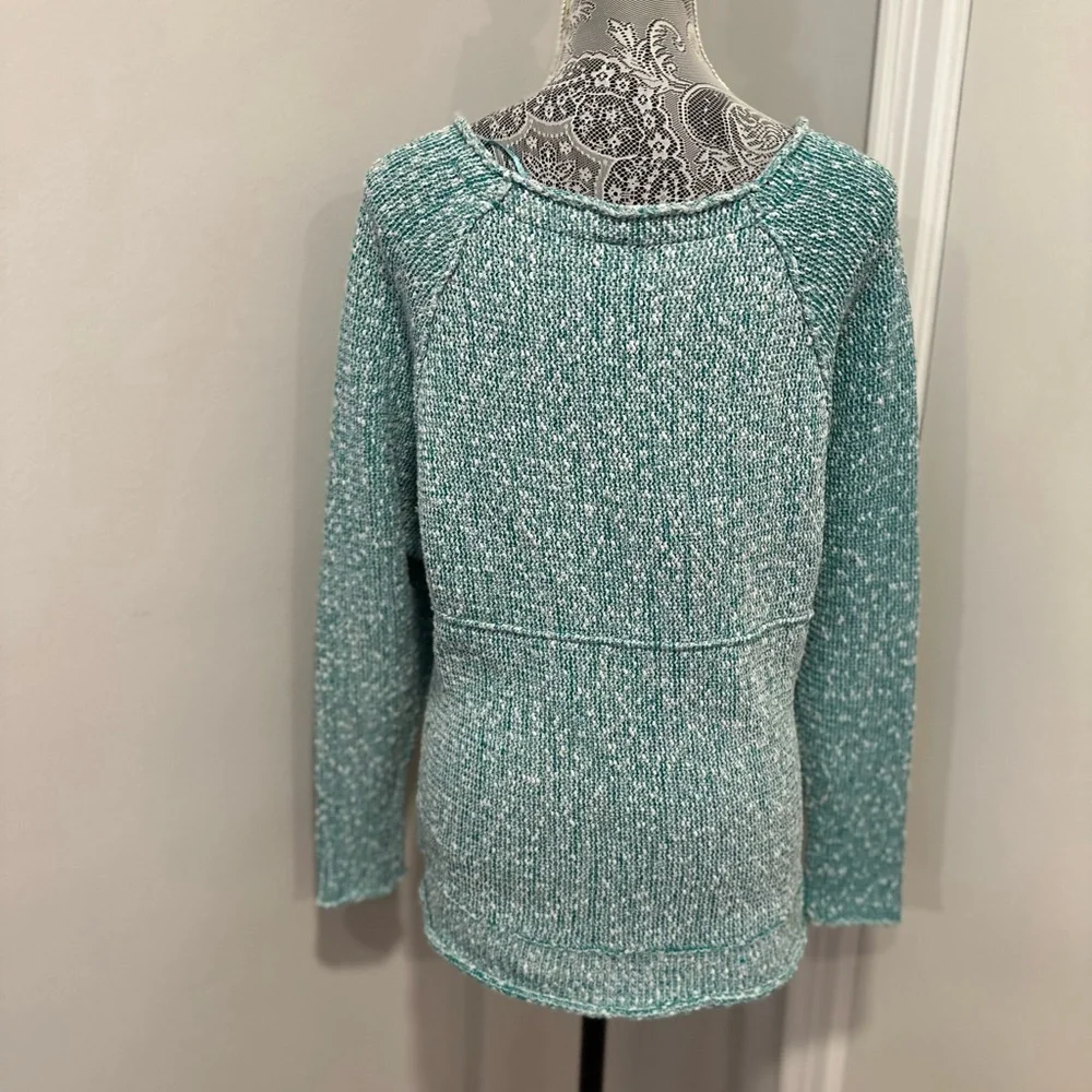 Free People Sz:XS Bright Lights oversized Round Neck knit Teal Speckle sweater